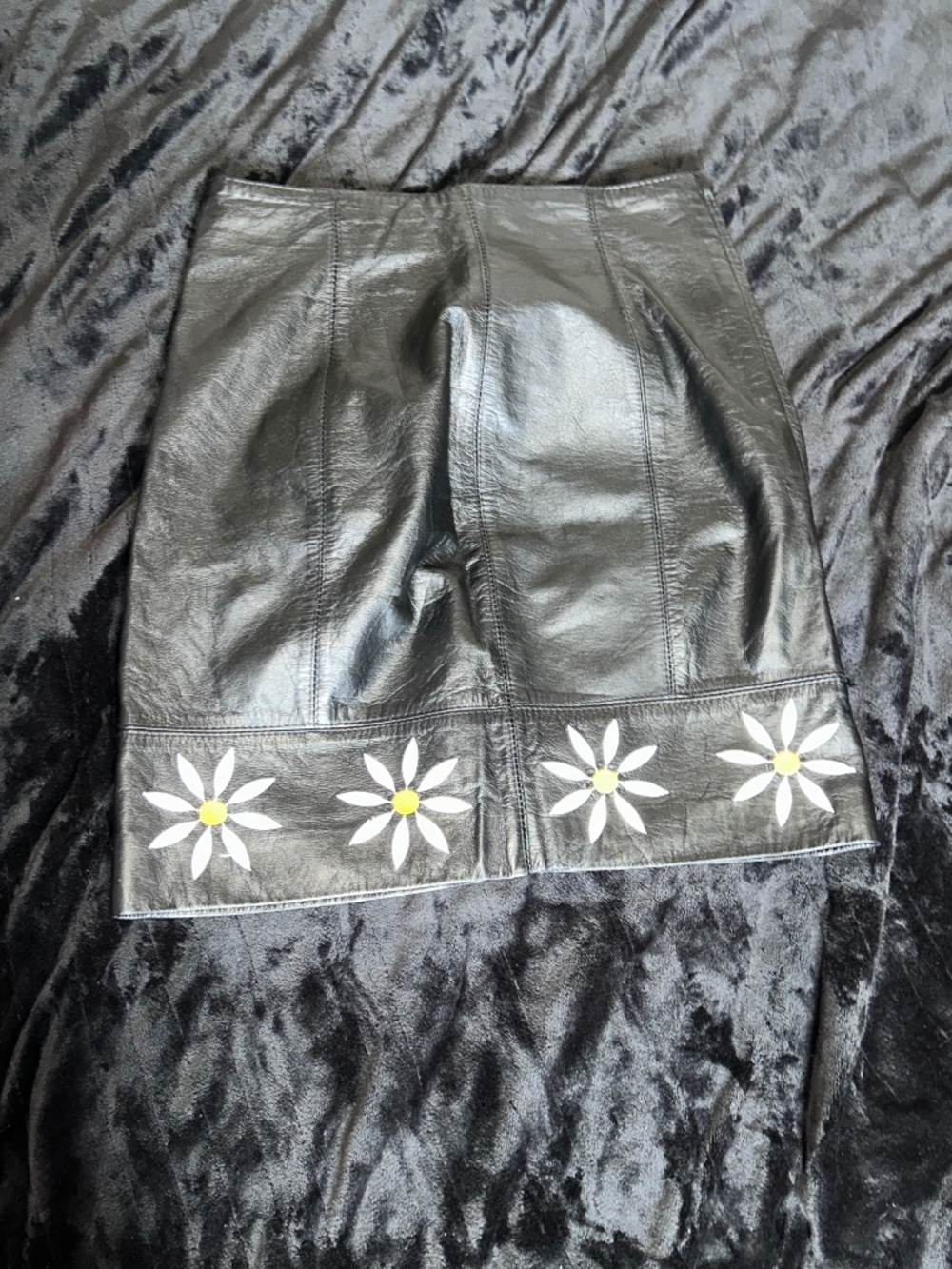 Black leather pencil skirt